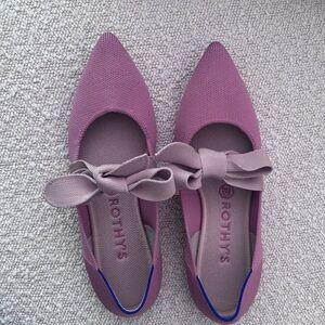 Rothy's Women's Pointed Bow Flat in Rosebud Mauve Pink Tan Bowtie Sz 9 look new!